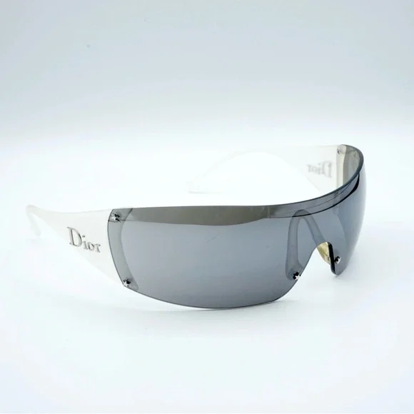 Auth RARE DIOR SKI 5 VA2 Shield Sunglass SET Case sport strap opaque white black